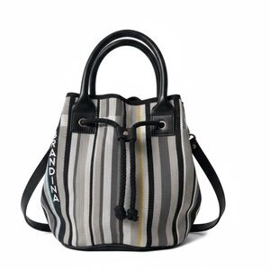 BRANDINA The Original Canvas & Leather Top Handle Crossbody Bucket Bag Tote